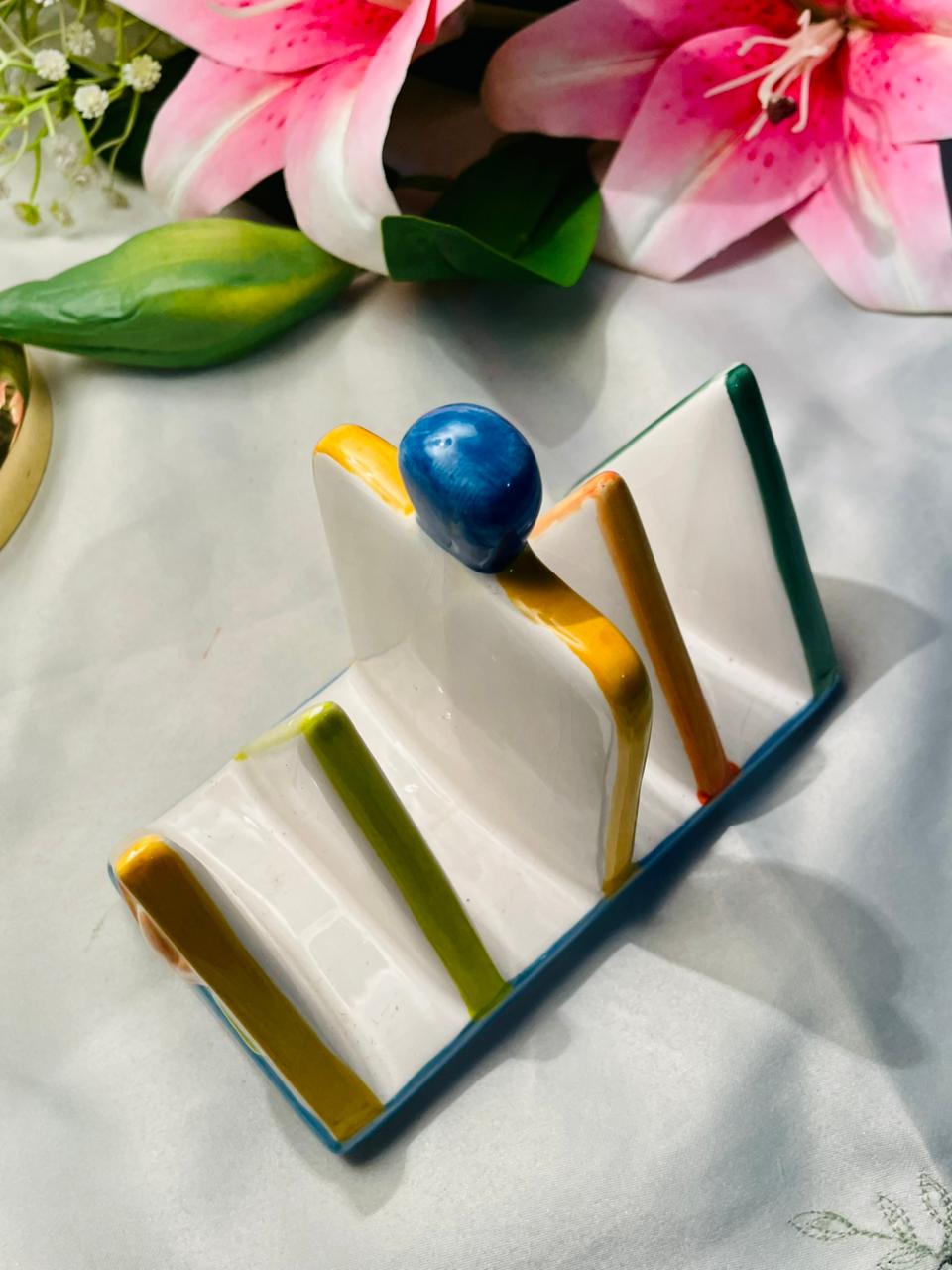 Hand Painted Rayware Colourful Ceramic Toast Rack Approx. 14 cm