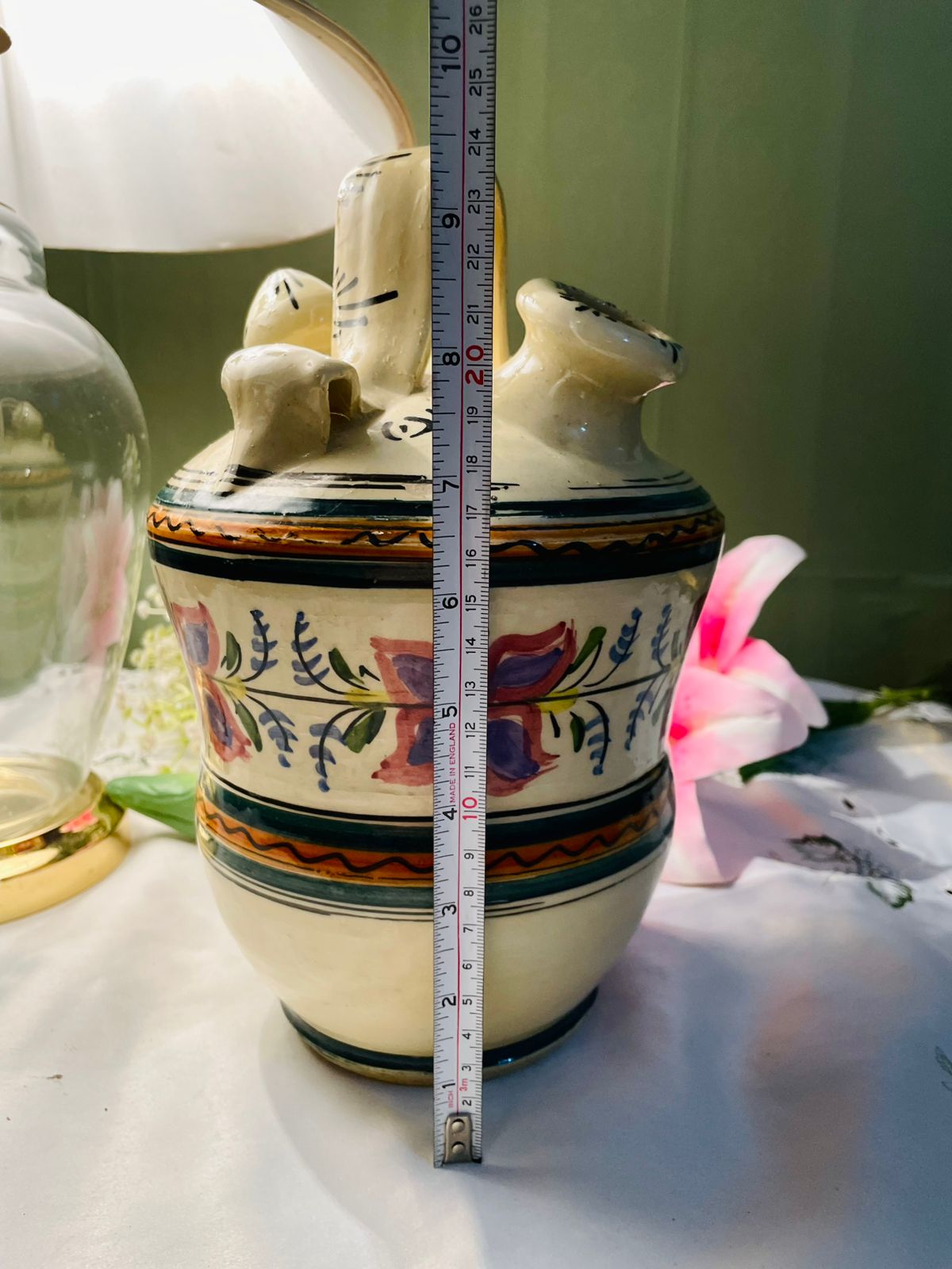 Hand Painted Floral Ceramic Decorative Large Jug Approx. 23 cm