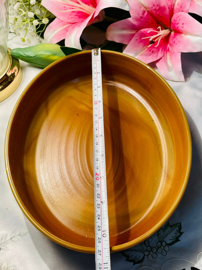 Amber Brown Ceramic Serving Bowl Approx. 27 cm