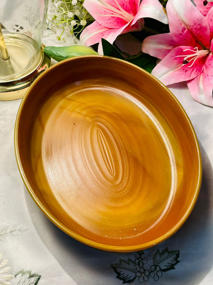 Amber Brown Ceramic Serving Bowl Approx. 27 cm