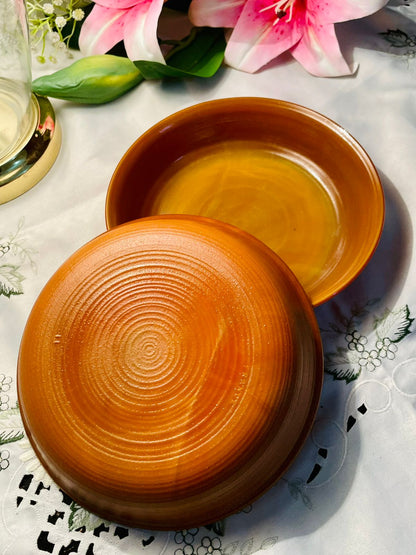 Pair Amber Brown Ceramic Serving Bowls Approx. 19 cm