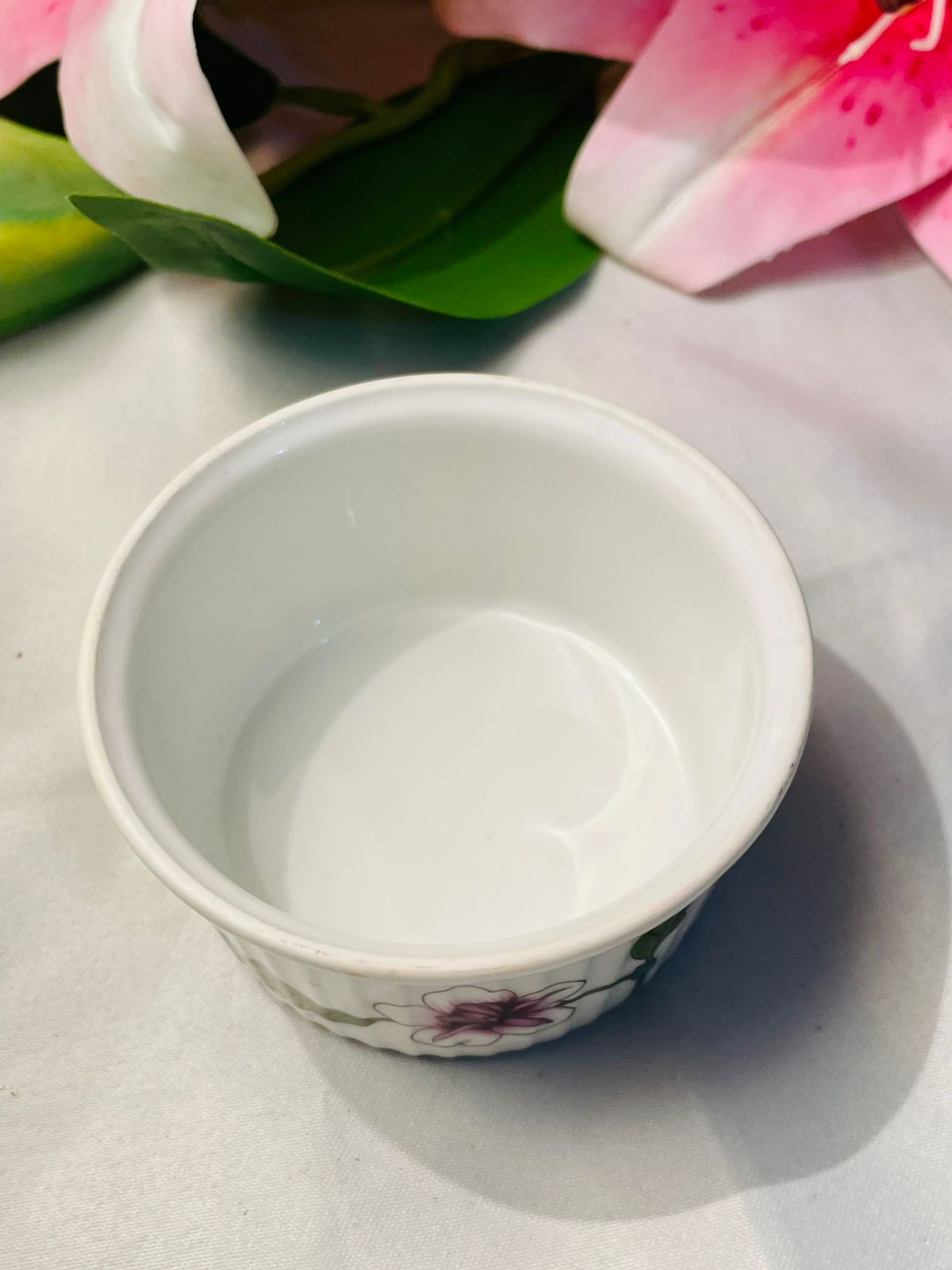 White Ceramic Oven-Safe Ramekin Approx. 9 cm