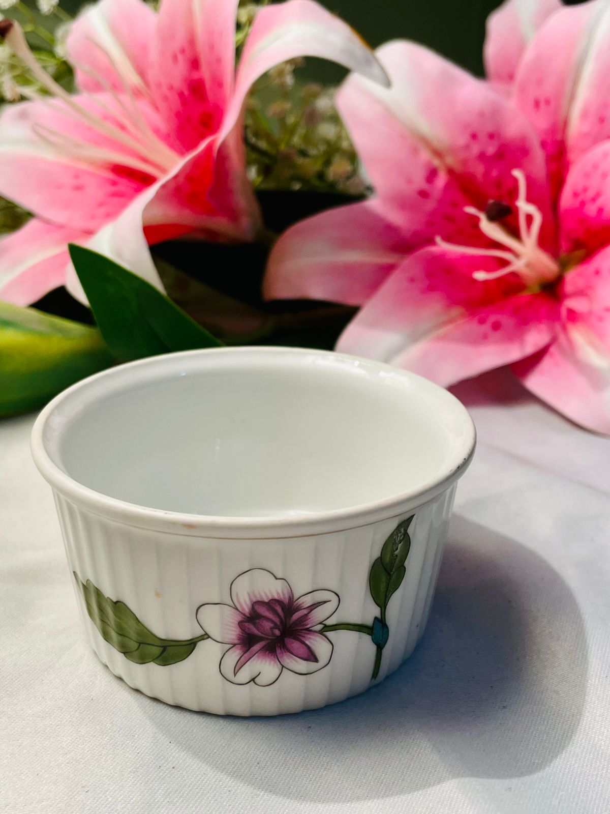 White Ceramic Oven-Safe Ramekin Approx. 9 cm