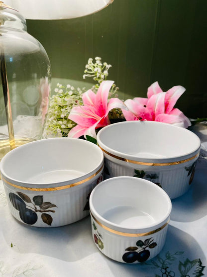 Royal Worcester Fruit & Gold Trim Serving Bowls – Set of 3