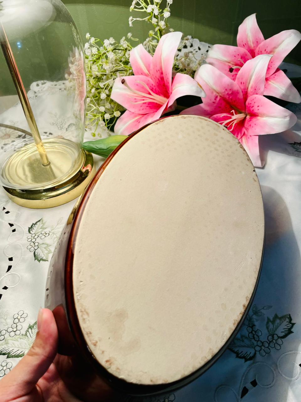 Brown Oval Oven-Safe Baking Dish – 30cm