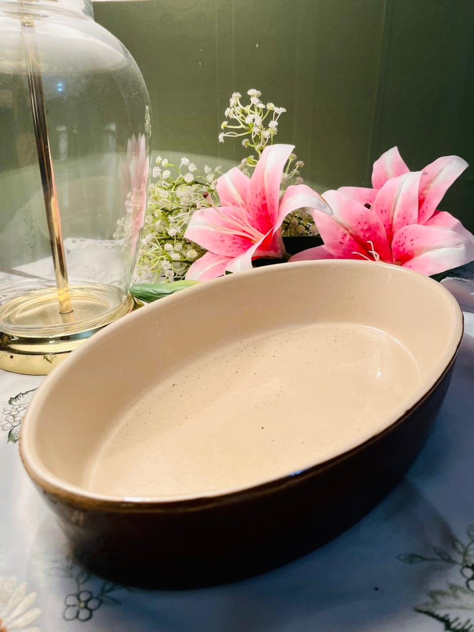 Brown Oval Oven-Safe Baking Dish – 30cm