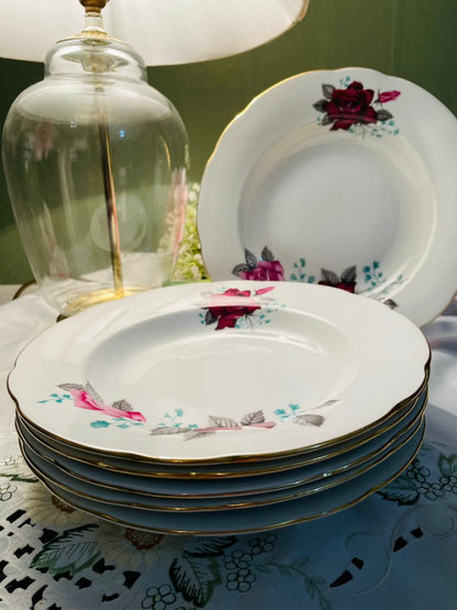 Lenox Red Rose Gold-Trim Deep Plates – Set of 6, 25cm
