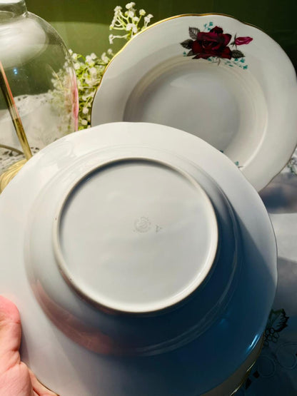 Lenox Red Rose Gold-Trim Deep Plates – Set of 6, 25cm