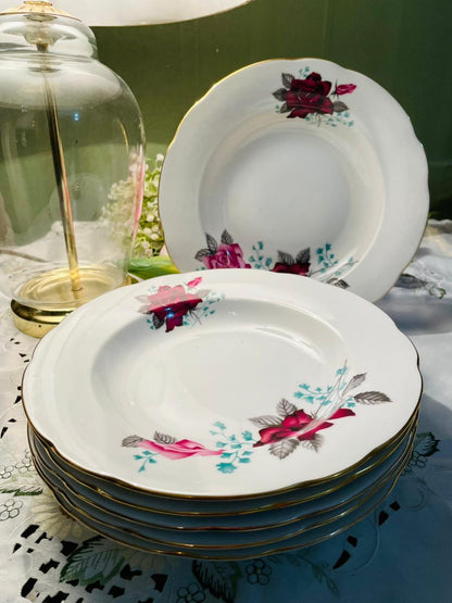 Lenox Red Rose Gold-Trim Deep Plates – Set of 6, 25cm