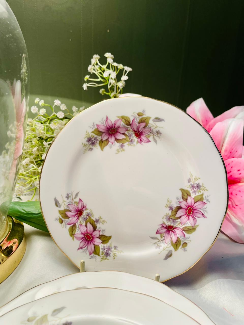 Royal Regent Pink Floral Fine Bone China Plates Set of 6 16cm