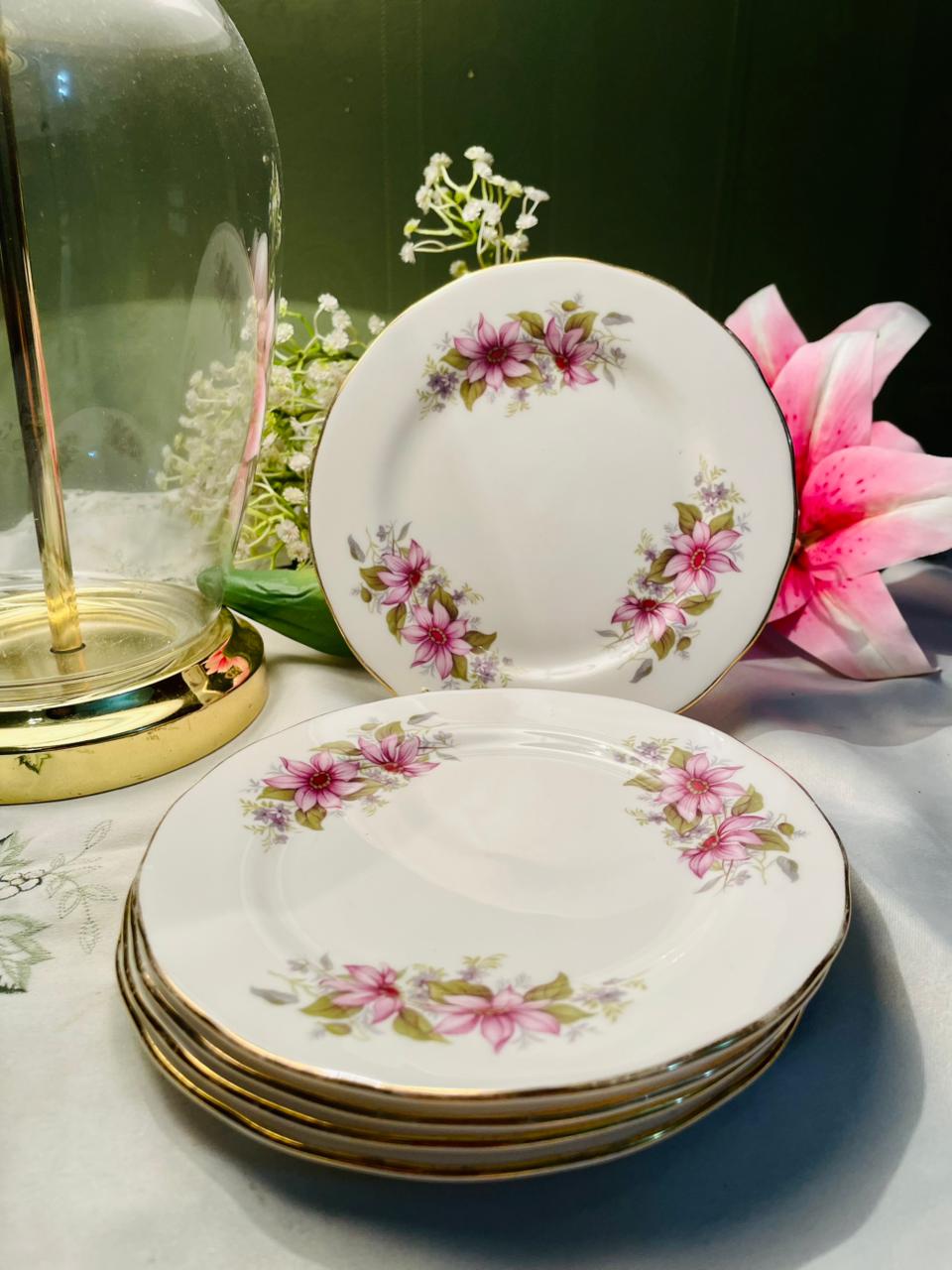 Royal Regent Pink Floral Fine Bone China Plates Set of 6 16cm