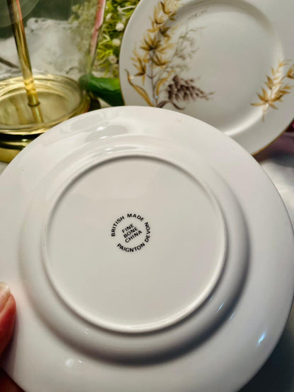 British Fine Bone China Botanical Plates Set of 6 16cm
