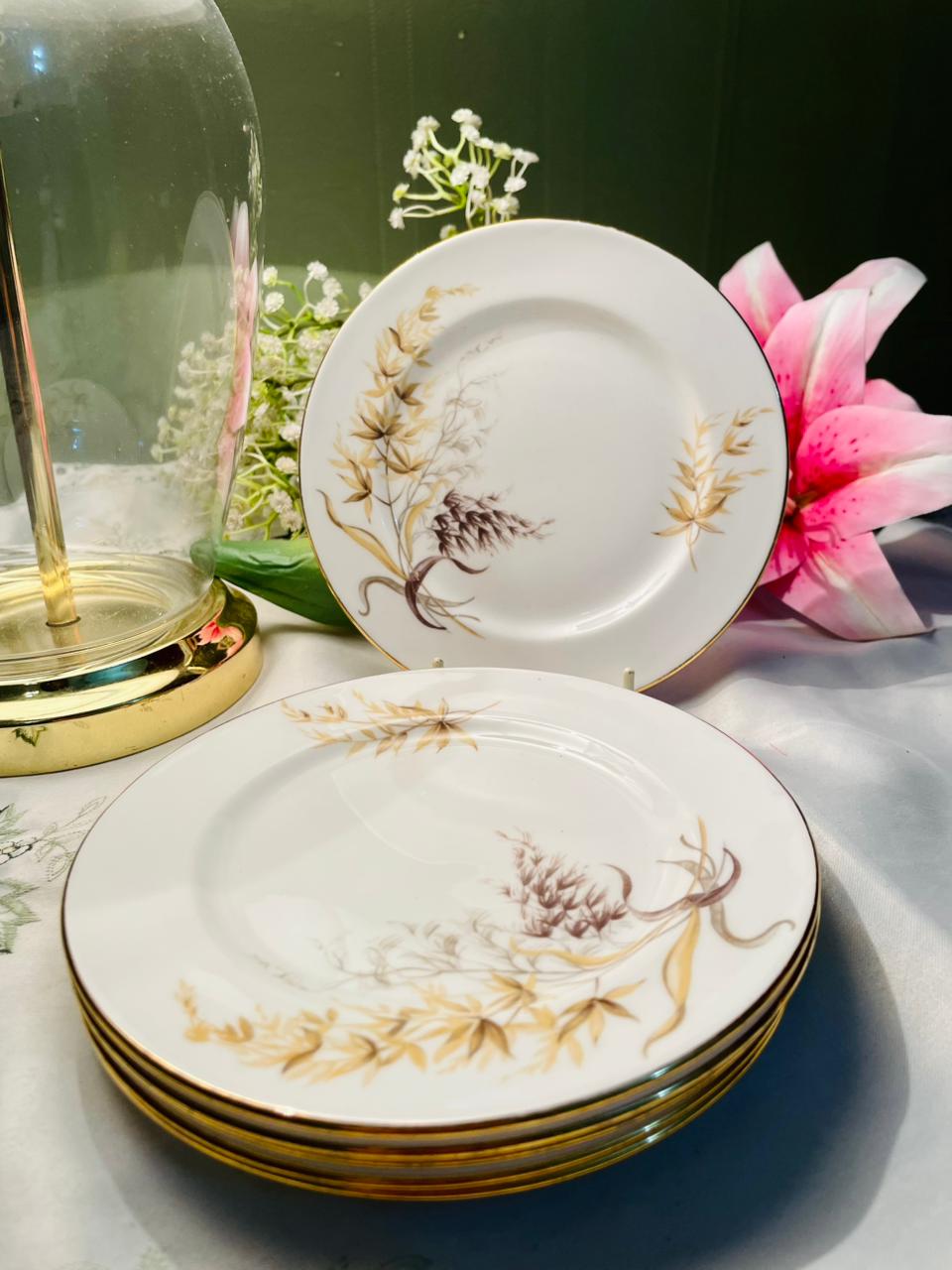 British Fine Bone China Botanical Plates Set of 6 16cm