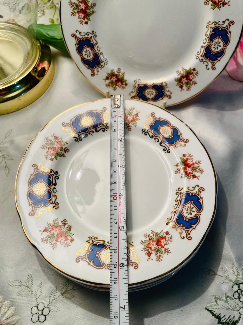 Fenton China Blue Floral Bone China Plates Set of 6 16cm