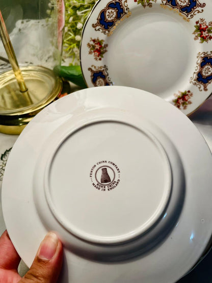 Fenton China Blue Floral Bone China Plates Set of 6 16cm