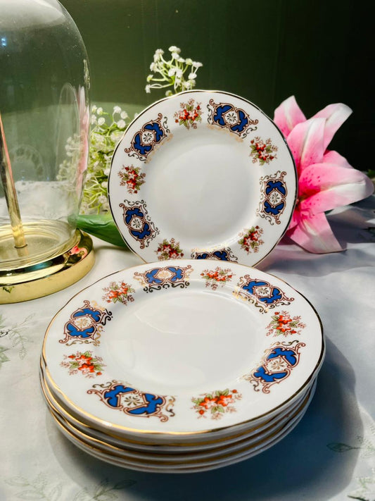 Fenton China Blue Floral Bone China Plates Set of 6 16cm