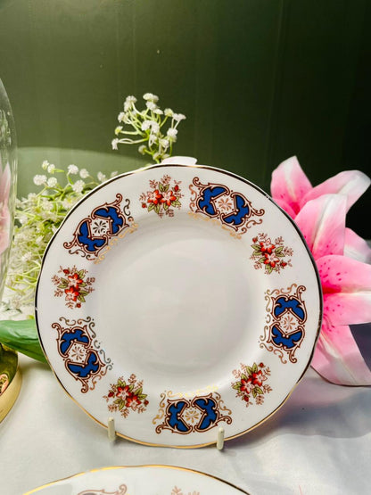 Fenton China Blue Floral Bone China Plates Set of 6 16cm