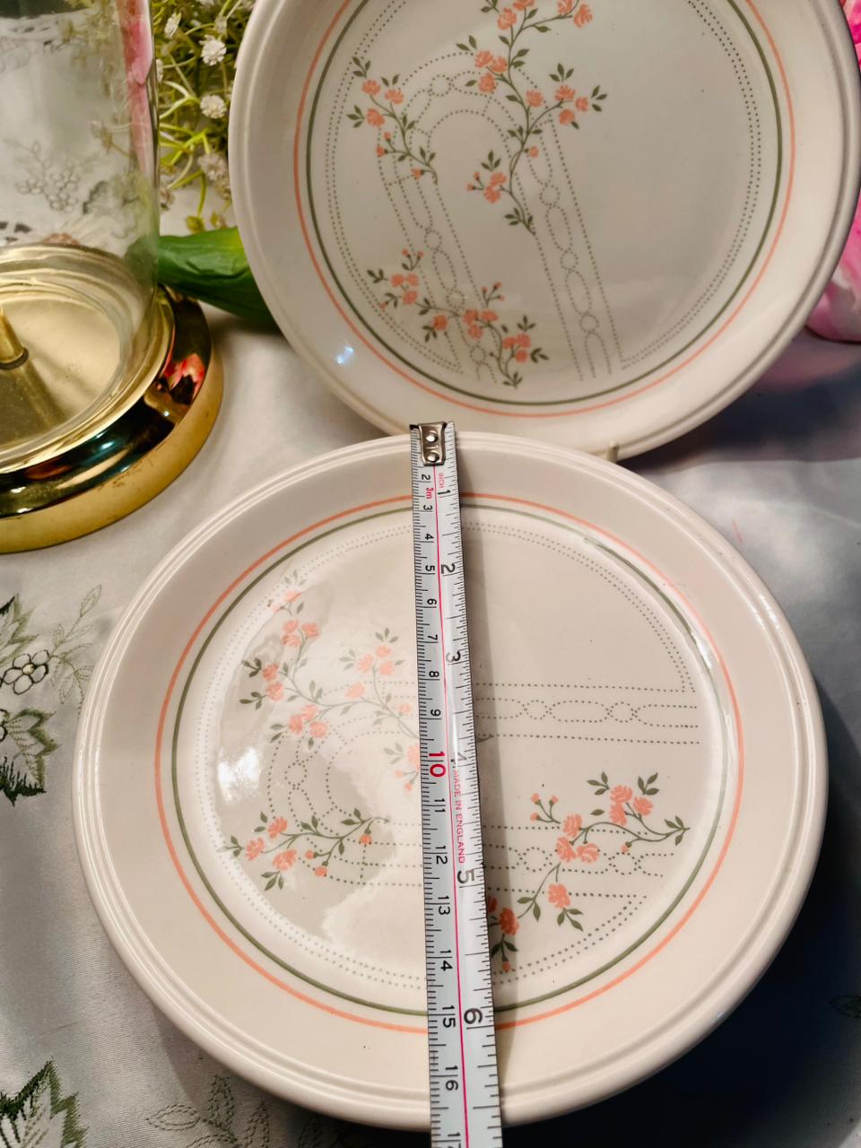 Coloroll England Peach Floral Ceramic Plates Set of 6 16cm