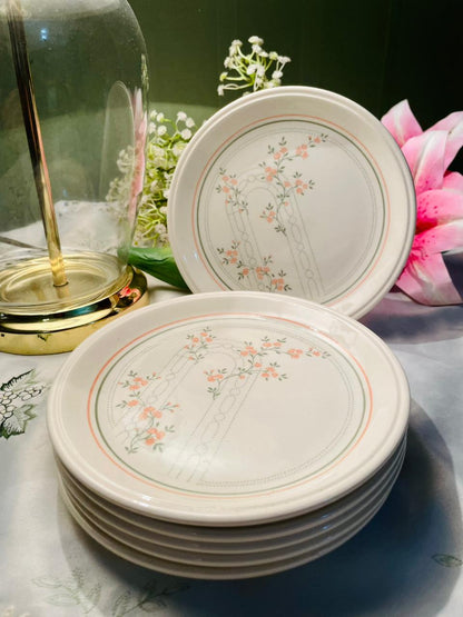 Coloroll England Peach Floral Ceramic Plates Set of 6 16cm