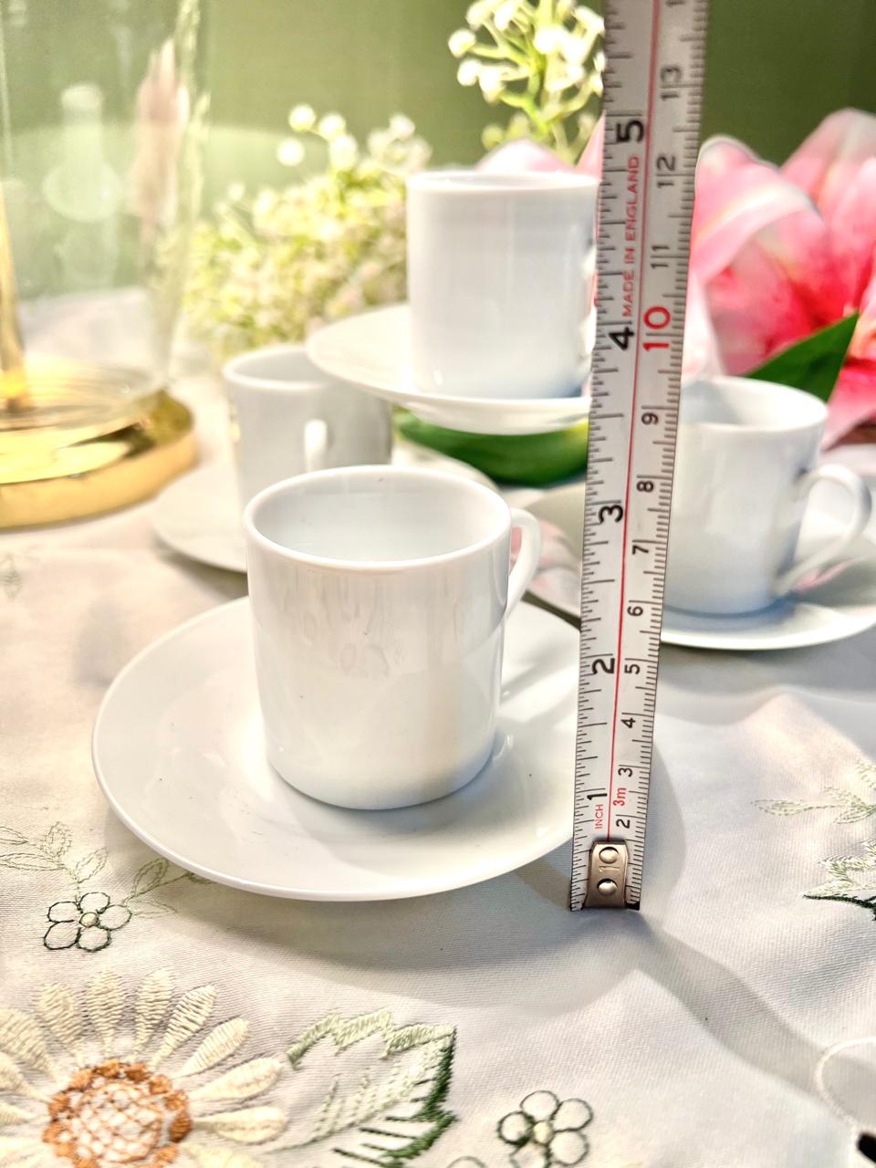 White Espresso Coffee Cups & Saucers 8-Piece Set Approx. 5.5cm Cups