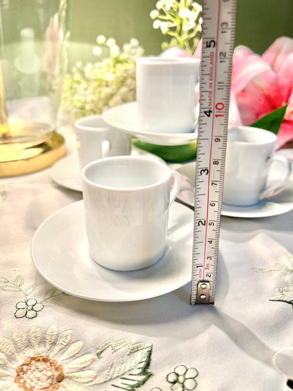 White Espresso Coffee Cups & Saucers 8-Piece Set Approx. 5.5cm Cups