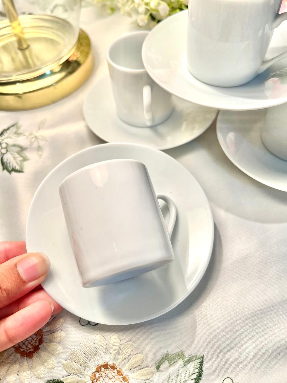 White Espresso Coffee Cups & Saucers 8-Piece Set Approx. 5.5cm Cups