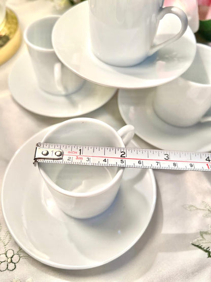 White Espresso Coffee Cups & Saucers 8-Piece Set Approx. 5.5cm Cups
