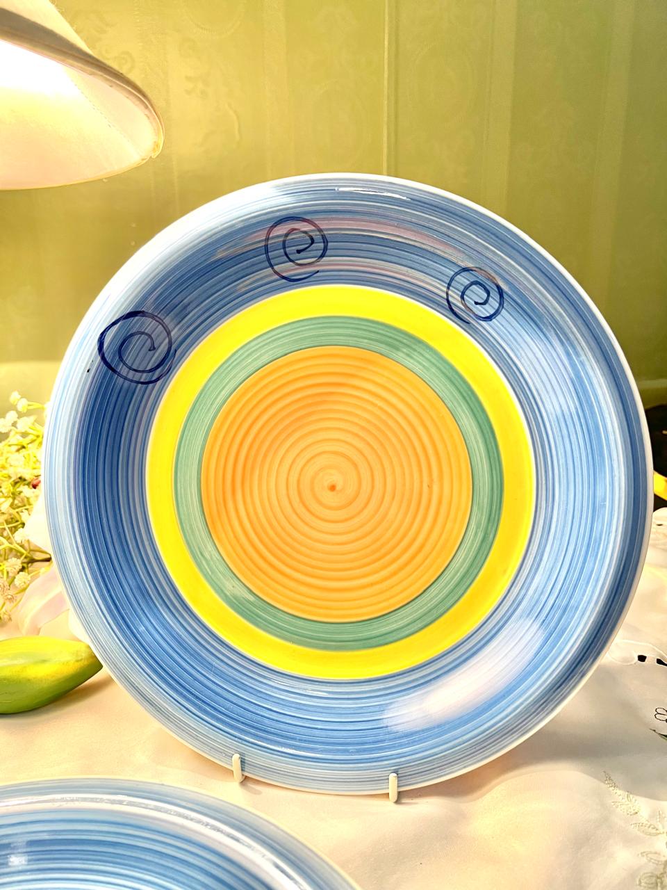 Colourful Spiral Dinner Plates 9.5in – 3 Piece Set