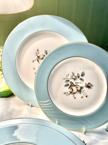 Royal Doulton Rose Elegans 10-Piece Blue Floral Plate Set
