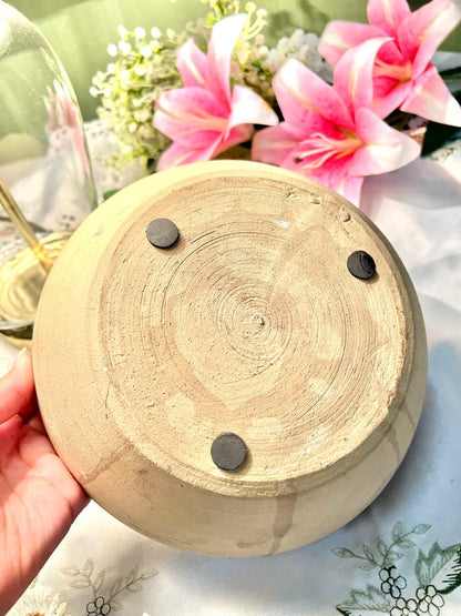 Vintage Hand Painted Black & Beige Geometric Serving Bowl 9