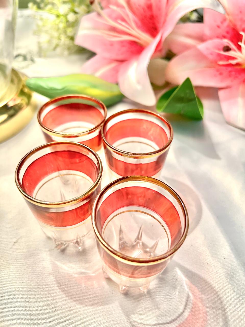 Vintage Red & Gold Crystal Tumblers Set of 4