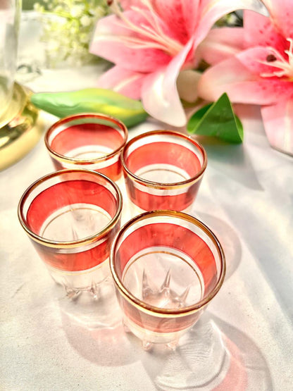 Vintage Red & Gold Crystal Tumblers Set of 4