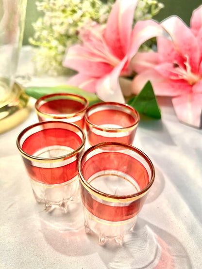 Vintage Red & Gold Crystal Tumblers Set of 4