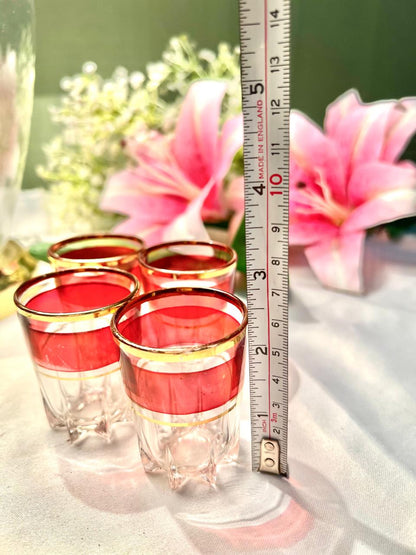 Vintage Red & Gold Crystal Tumblers Set of 4