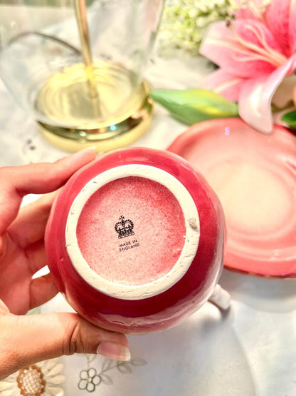 RARE FIND Pink Scenic Jug & Plate Set 2 Piece