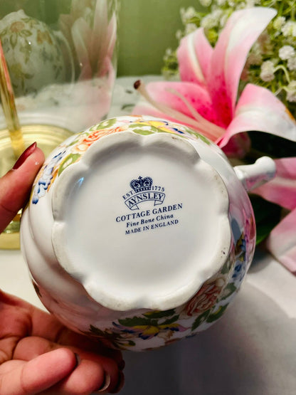 Aynsley Cottage Garden Bone China Floral Jug – 5in