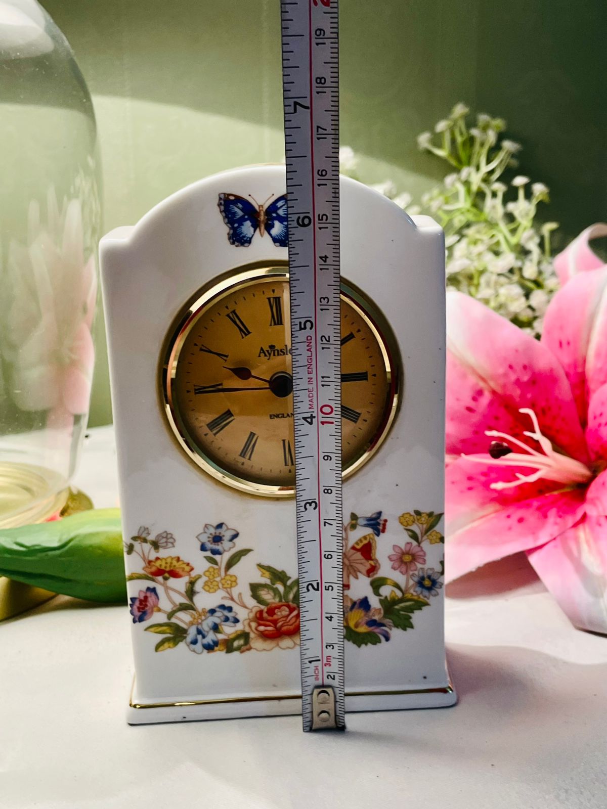 Aynsley Cottage Garden Bone China Mantel Clock – 6.25in