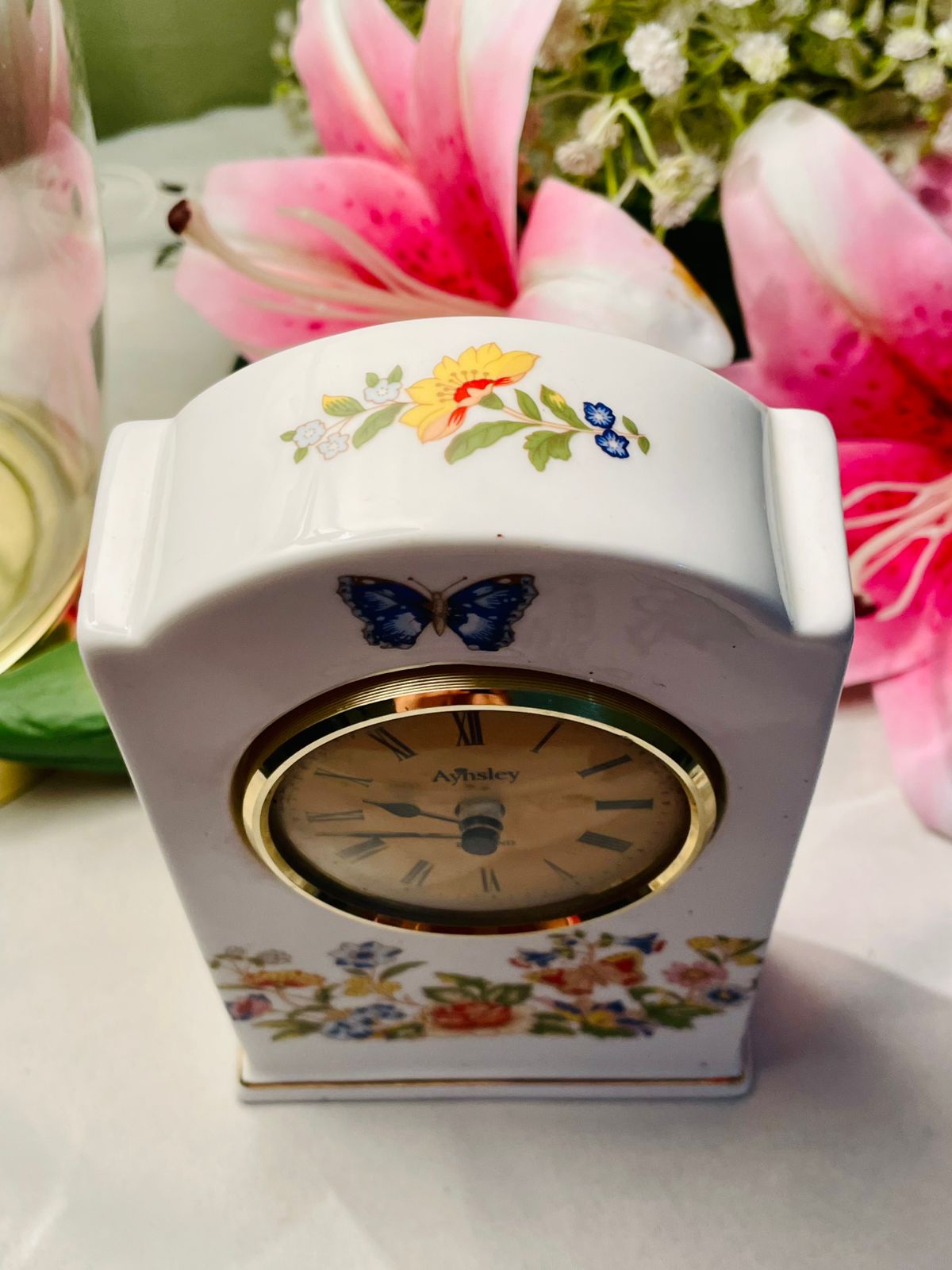 Aynsley Cottage Garden Bone China Mantel Clock – 6.25in