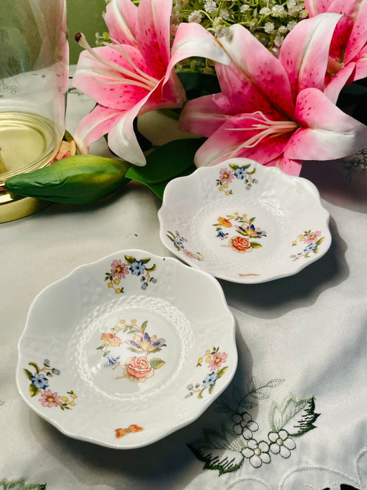Aynsley Cottage Garden Bone China Floral Bowls – 2 Piece Set