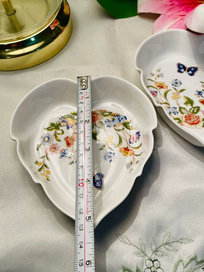 Aynsley Cottage Garden Bone China Heart Dishes – 2 Piece Set