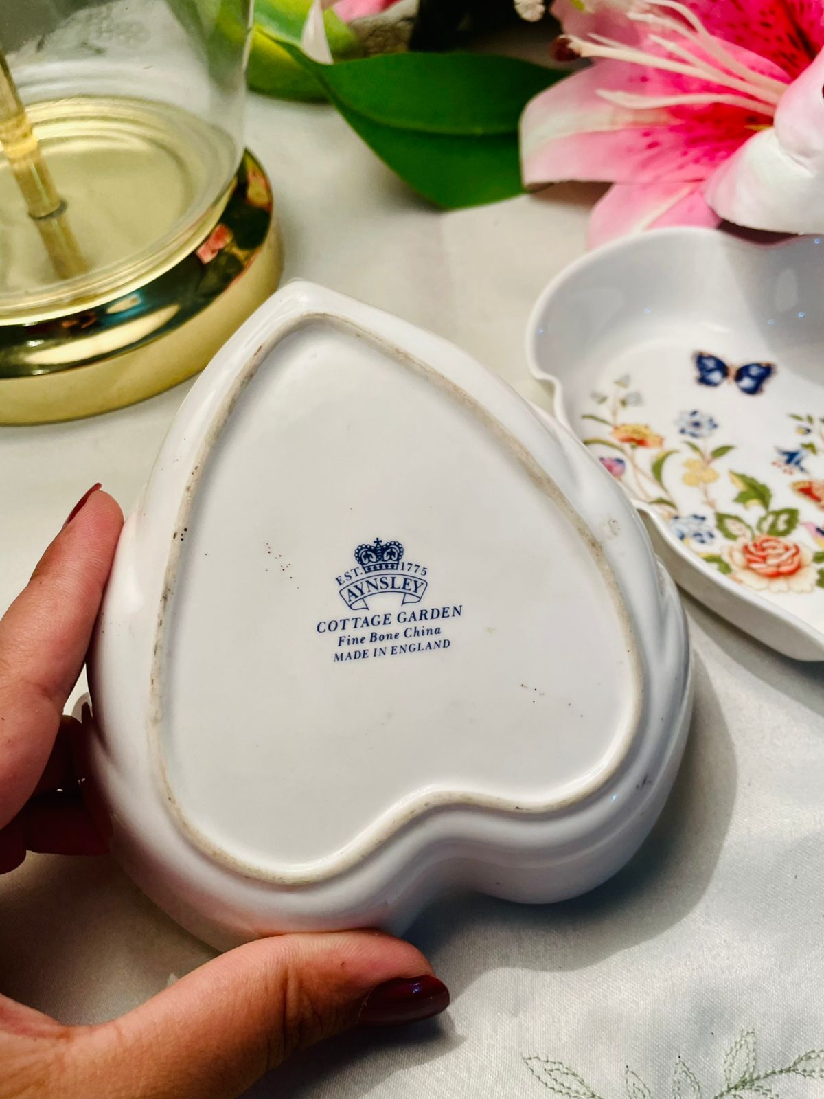Aynsley Cottage Garden Bone China Heart Dishes – 2 Piece Set