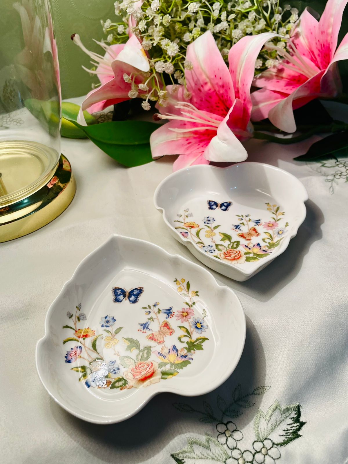 Aynsley Cottage Garden Bone China Heart Dishes – 2 Piece Set