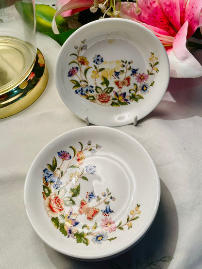 Aynsley Cottage Garden Bone China Bowls / Deep small plates – 5  Piece Set