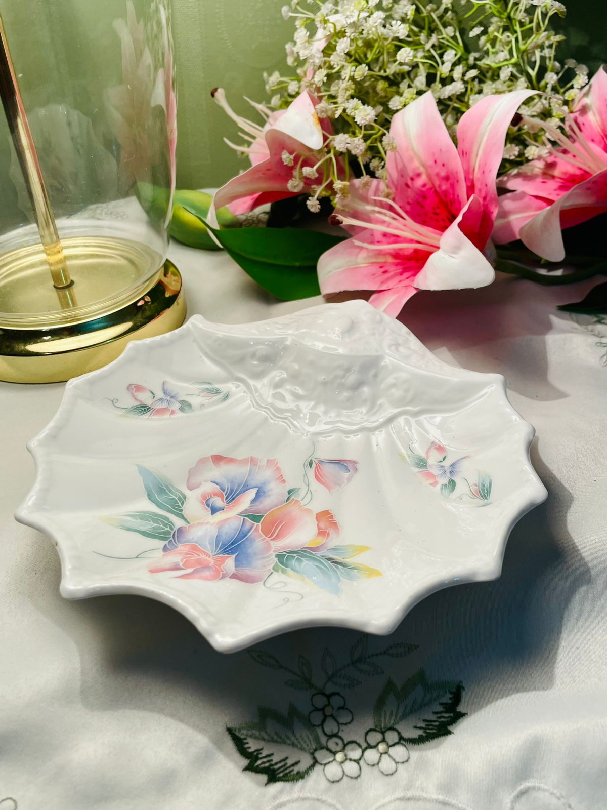 Aynsley Little Sweetheart Bone China Floral Dish – 8in