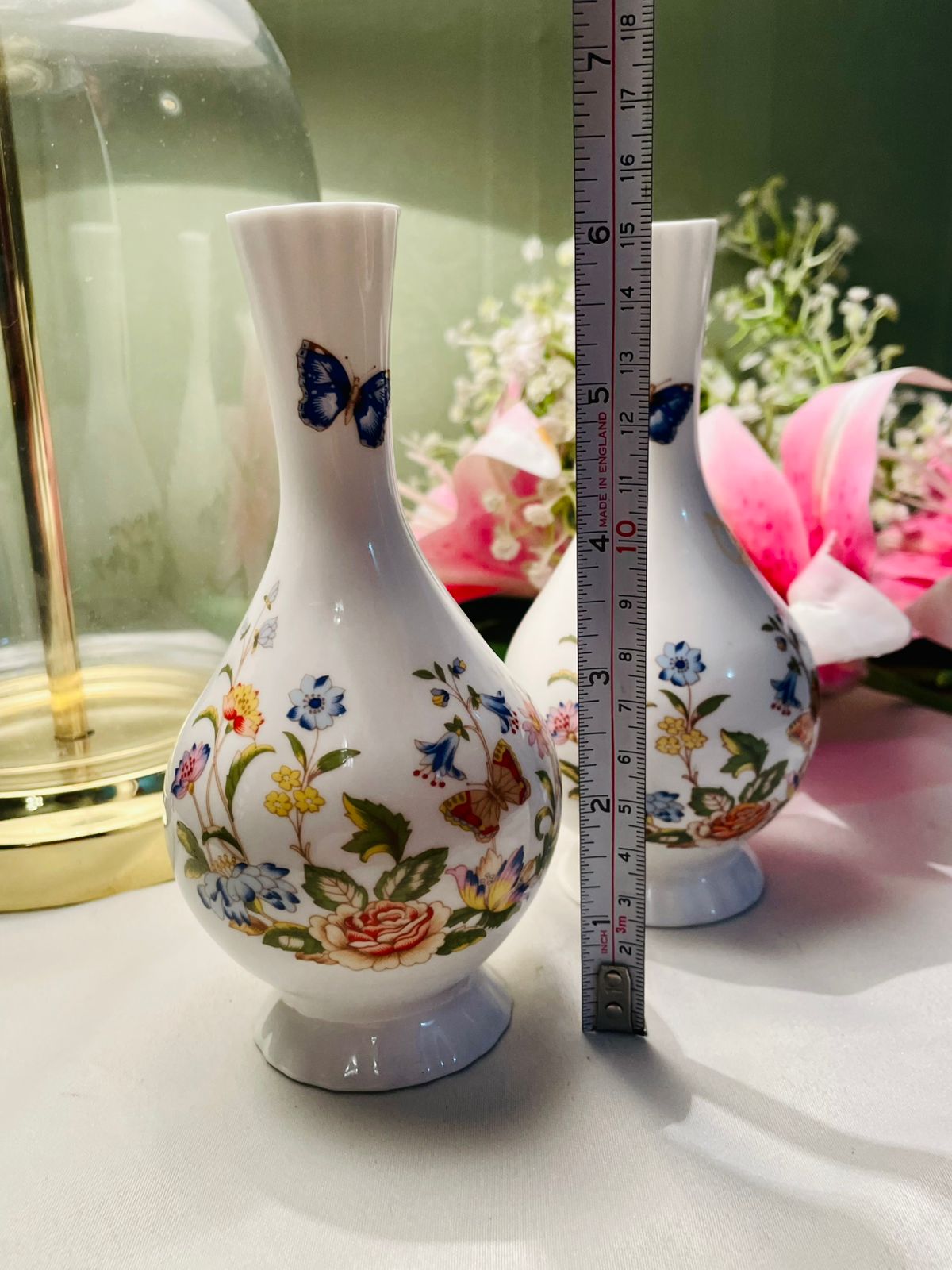 Aynsley Cottage Garden Bone China Vases Set of 2 15cm