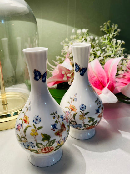 Aynsley Cottage Garden Bone China Vases Set of 2 15cm