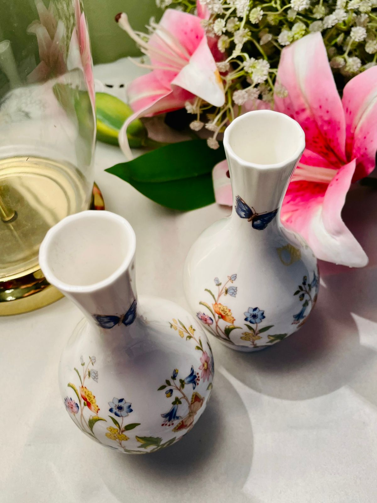 Aynsley Cottage Garden Bone China Vases Set of 2 15cm