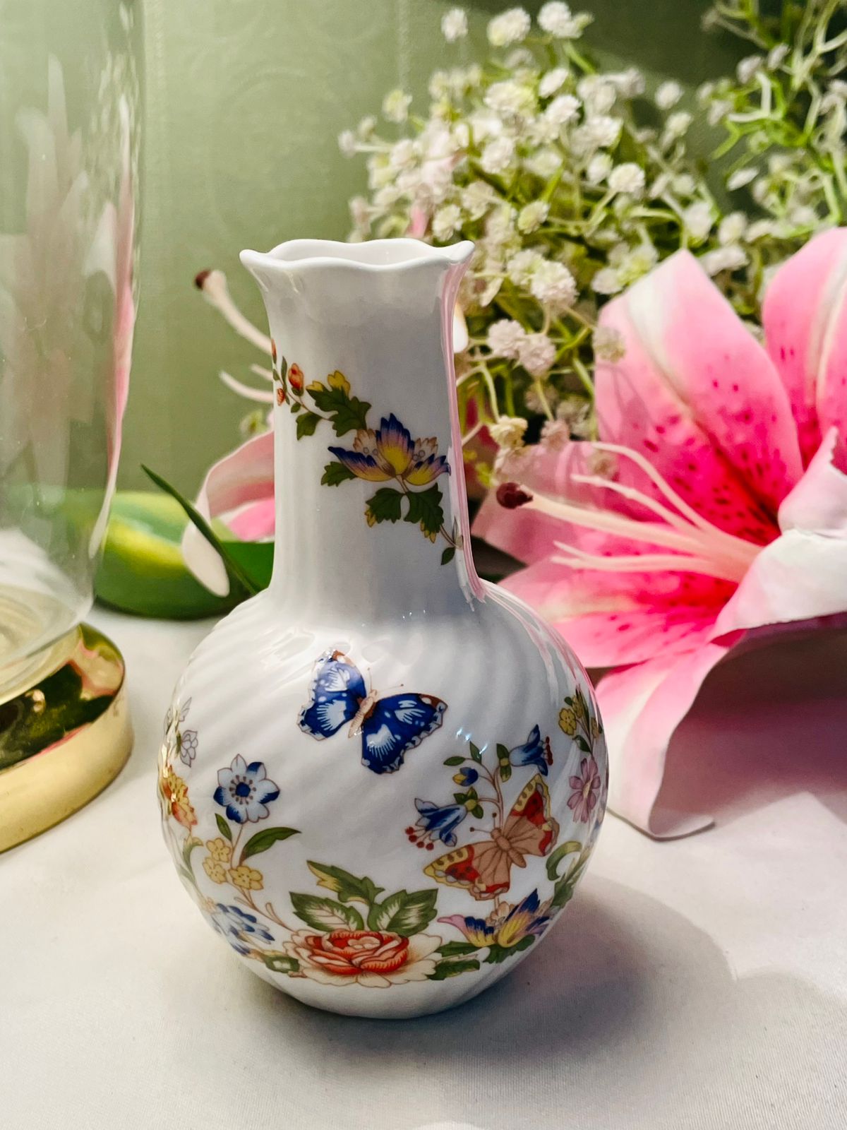 Aynsley Cottage Garden Floral Butterfly Vase