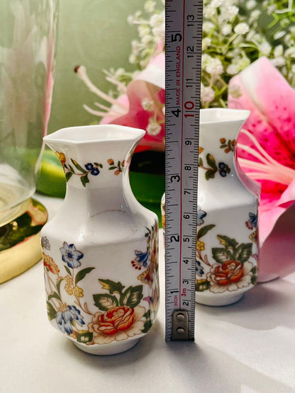 Aynsley Cottage Garden Floral Butterfly Vases Set of 2 4 in