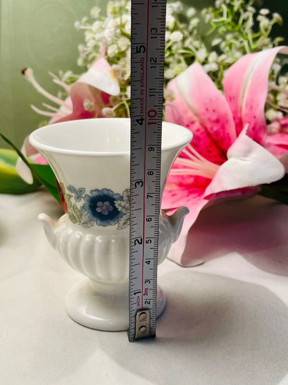 WEDGEWOOD White Blue Floral Urn Vase Double Handle